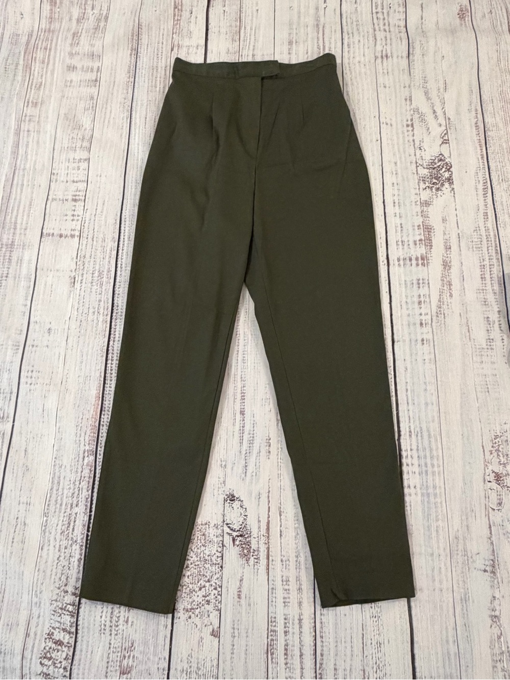 VTG Willi Smith Stretch Size 10 Trousers Olive Green High 26” Waist USA MADE 90s